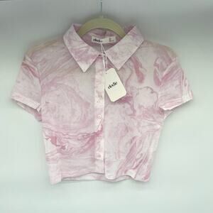 ELODIE NWT Pink Mesh Crop Top, Medium Youth, EASTER